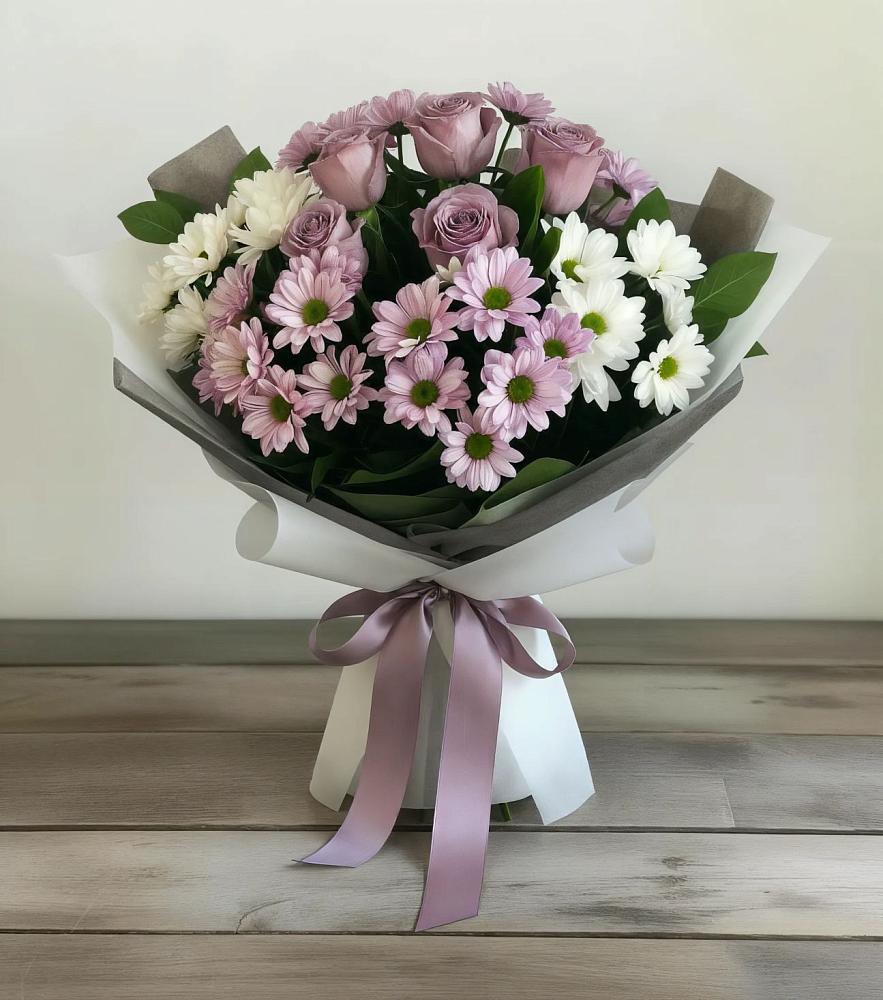 Букет цветов из: Хризантемы и Розы в Селижарово