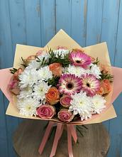 Букет цветов из:  Розы, Герберы и Хризантемы в Селижарово