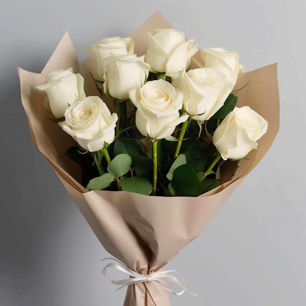 Букет 9 Белых роз Эдлесс Лав в Селижарово