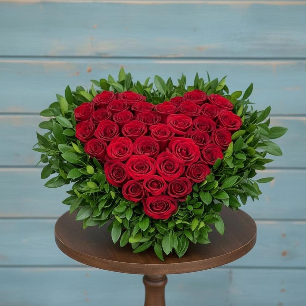 Цветочная композиция из Розы в виде сердца в Селижарово