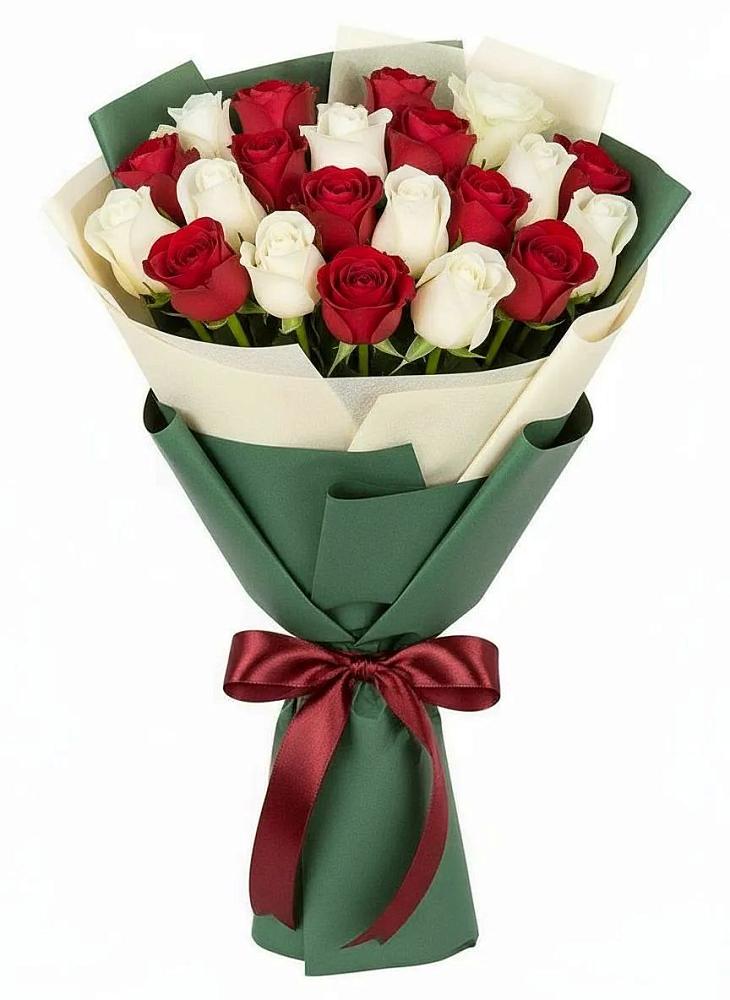 Букет Микс из красных и белых роз в Селижарово