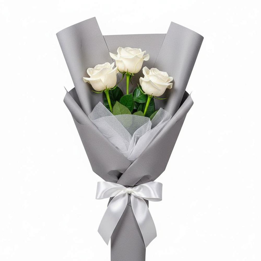 Букет 3 белые розы в Селижарово