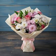 Букет цветов из:  Хризантемы, Альстромерии и Розы в Селижарово