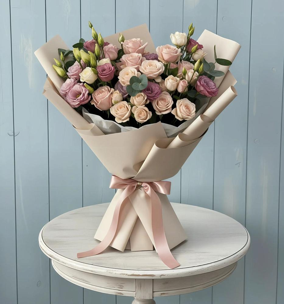 Букет цветов из: Розы и Лизиантусы в Селижарово