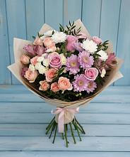 Букет цветов из:  Хризантемы, Розы и Альстромерии #REPLACE_PRED# Селижарово